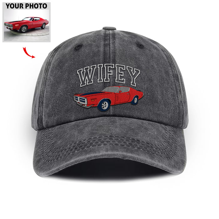 Custom Embroidered Hat with Your Car Image & Text, Personalized Car Hat from Photo, Car Lover Gift