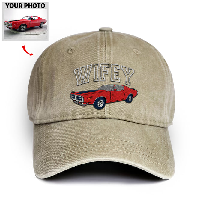 Custom Embroidered Hat with Your Car Image & Text, Personalized Car Hat from Photo, Car Lover Gift
