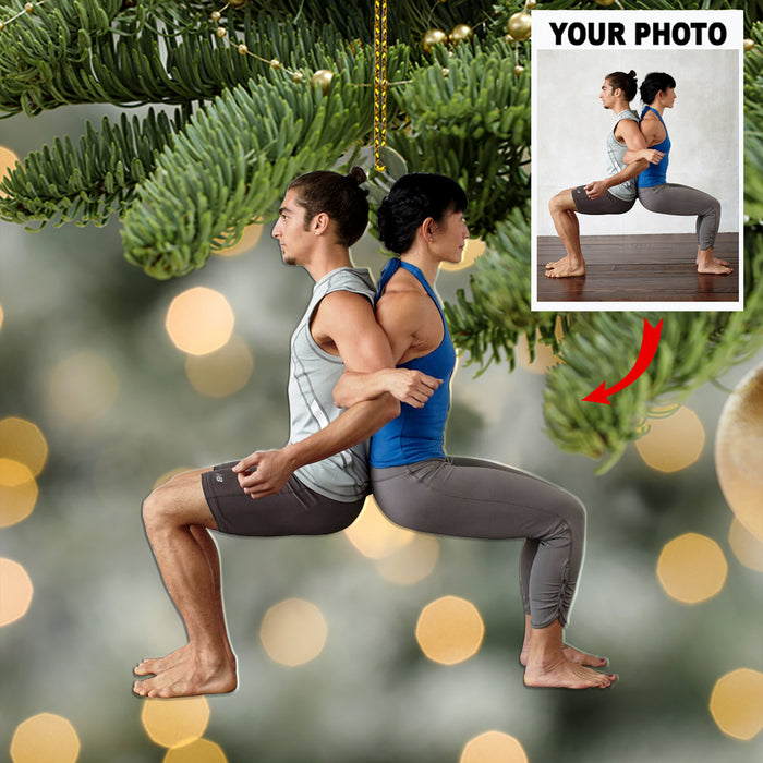 Customized Your Photo Ornament - Personalized Photo Upload Acrylic Ornament, Christmas Gifts For Yoga Lovers, Yoya Couples