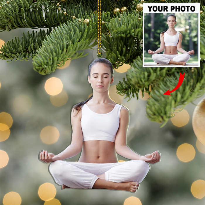 Customized Your Photo Ornament - Personalized Photo Upload Acrylic Ornament, Christmas Gifts For Yoga Lovers, Yoya Couples