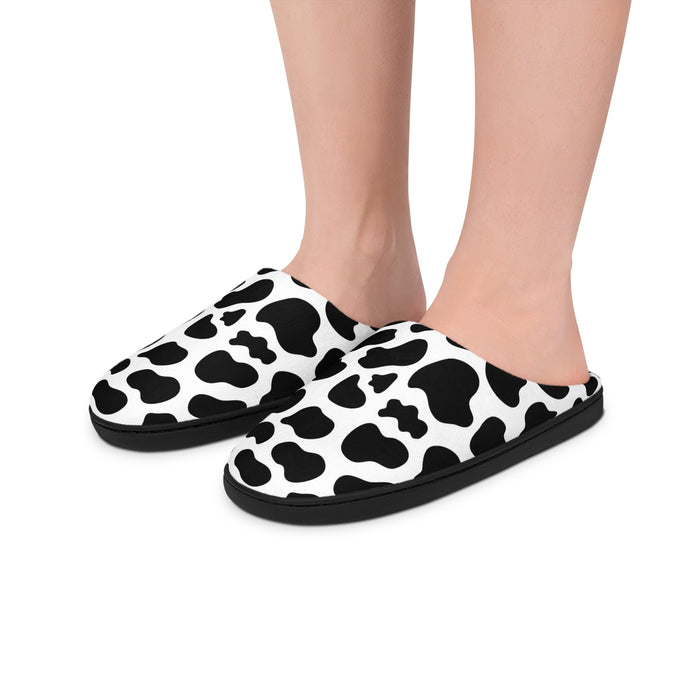Black/White Cow Print Slippers For Women