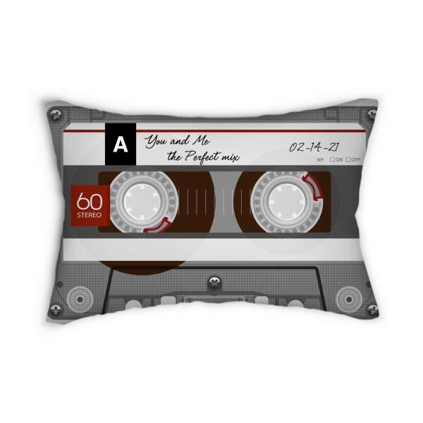 Personalized Pillow, Couple Pillow Cases, Vintage Cassette Tape Style Pillowcase, Wedding Anniversary Gifts