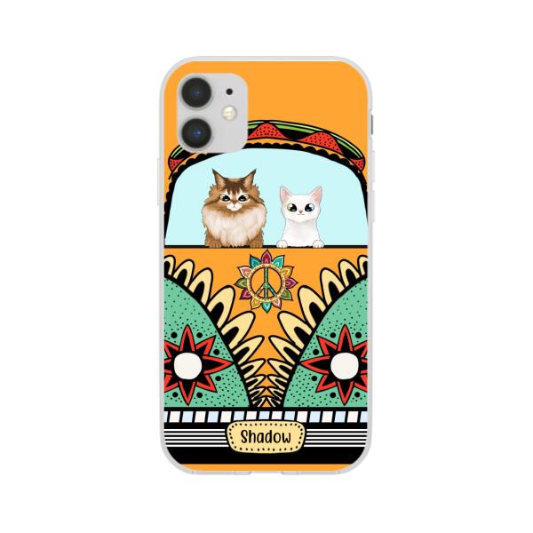 Personalized Case, Cats On Hippie Van Custom Gift For Cat Lovers