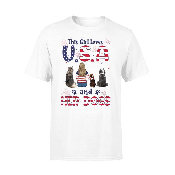 Personalized Shirt, This Girl Loves USA And Her Dogs, Custom Gift For 4th Of July And Dog Lovers