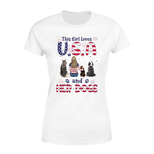 Personalized Shirt, This Girl Loves USA And Her Dogs, Custom Gift For 4th Of July And Dog Lovers