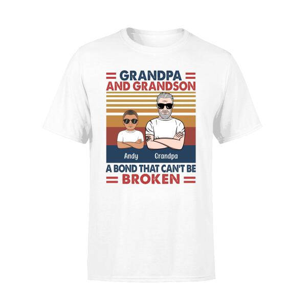 Personalized Shirt, Grandpa And Grandson, Grandpa And Granddaughter, A Bond That Can't Be Broken, Custom Gift for Grandparents
