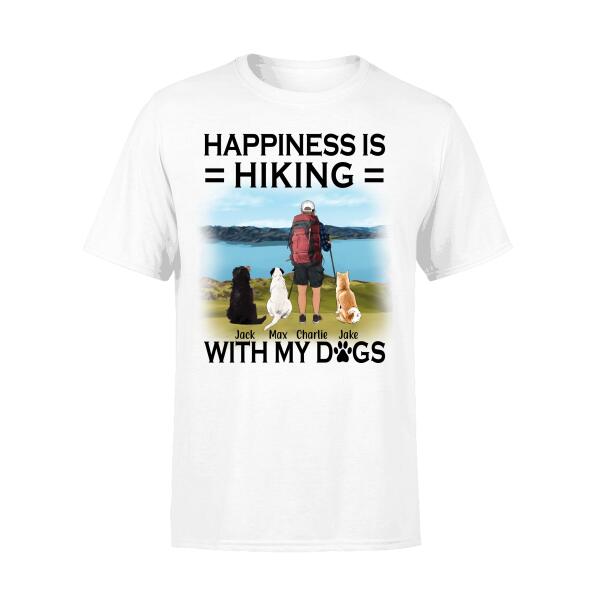 Personalized Shirt, Man Hiking With His Dogs, Custom Gift For Hiking And Dog Lovers