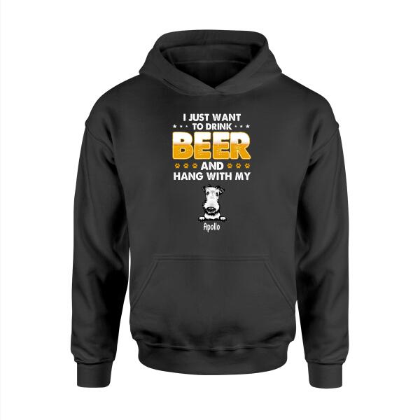 Personalized Shirt, I Just Want to Drink Beer and Hang Out with My Pets, Gift for Dog and Cat Lovers
