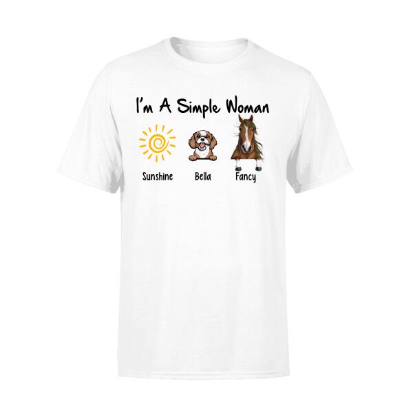 Personalized Shirt, Simple Woman with Peeking Dog and Horse Custom Gift For Horse and Dog Lovers