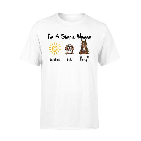 Personalized Shirt, Simple Woman with Peeking Dog and Horse Custom Gift For Horse and Dog Lovers