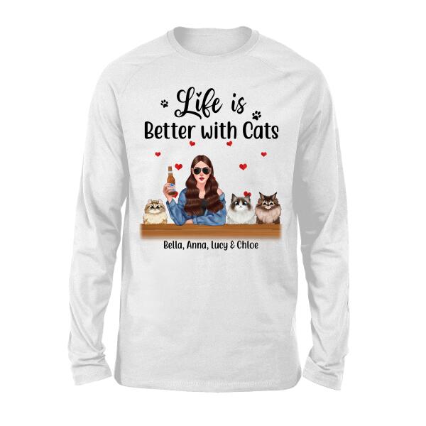Personalized Shirt, A Girl With Cat Peeking, Gift For Cat Lovers