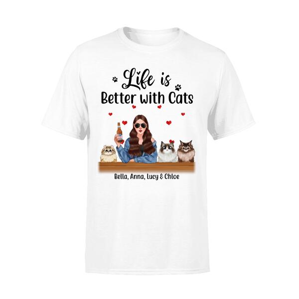 Personalized Shirt, A Girl With Cat Peeking, Gift For Cat Lovers