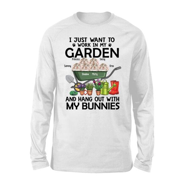 Personalized Shirt, Up To 6 Rabbits, I Just Want to Work in My Garden and Hang Out with My Rabbits, Gift for Rabbit Lovers