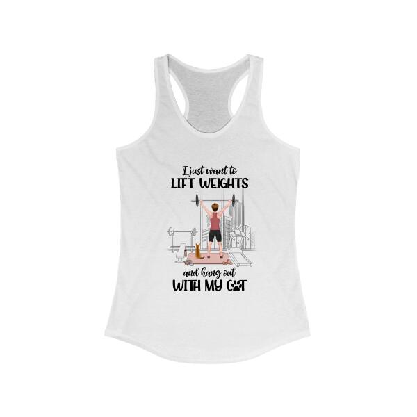 Personalized T-shirt, Girl Lifting Weight With Cats, Gift for Fitness Lovers, Cat Lovers