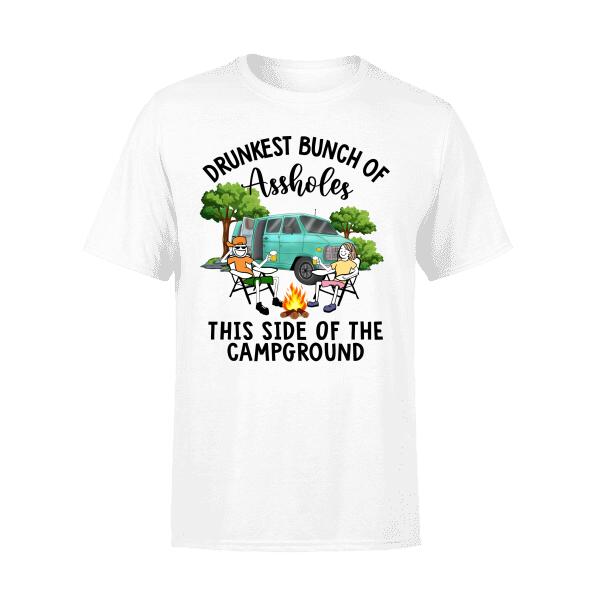 Personalized Shirt, Camping Couple and Friends, Drunkest Bunch Of Assholes Campgrounds, Gift For Campers