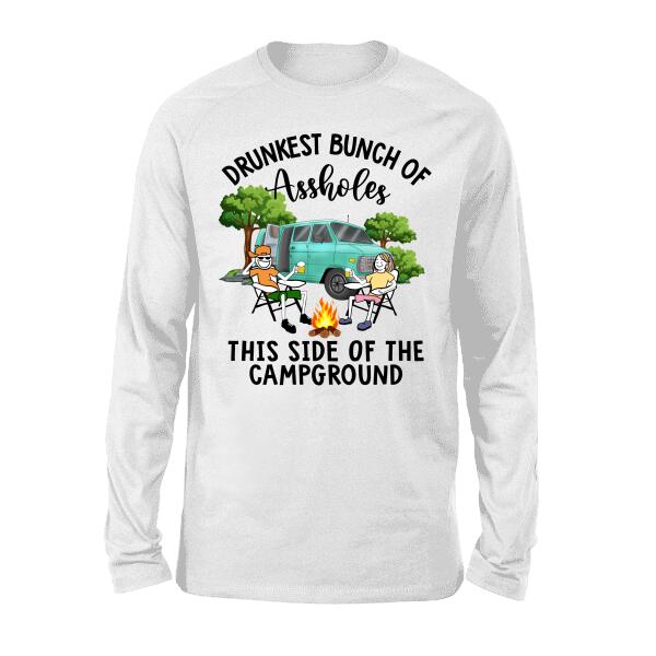 Personalized Shirt, Camping Couple and Friends, Drunkest Bunch Of Assholes Campgrounds, Gift For Campers