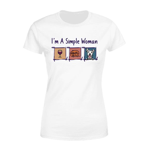 Personalized Shirt, I'm A Simple Woman Wine Camping , Gifts For Dog Lovers, Cat Lovers