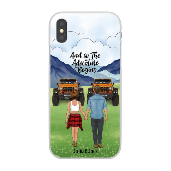 Personalized Phone Case, Couple Holding Hands, Adventure Partners, Gift for Friends, Car Lovers