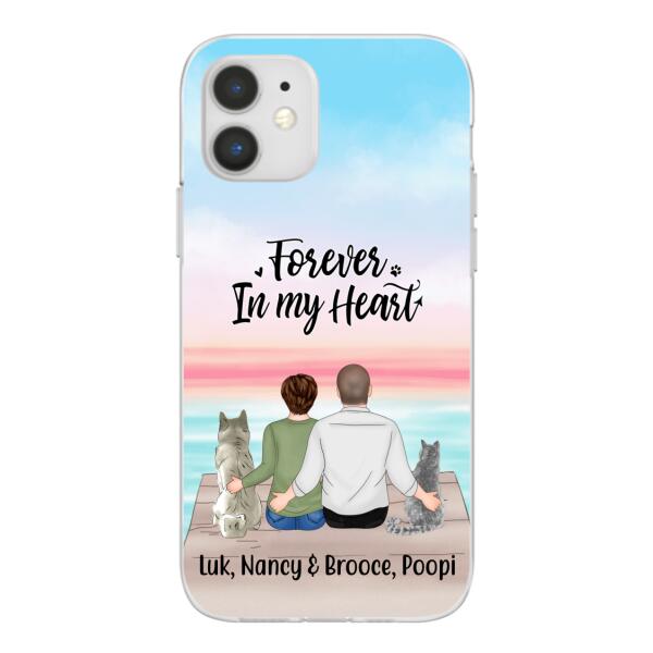 Personalized Phone Case, Couple And Pets - Gift For Dog Lovers, Cat Lovers