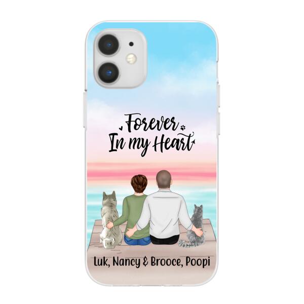 Personalized Phone Case, Couple And Pets - Gift For Dog Lovers, Cat Lovers