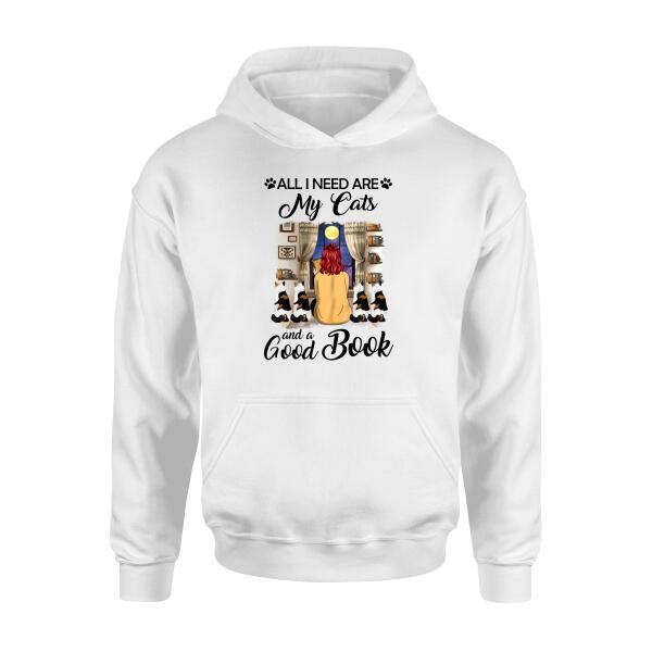 Personalized Shirt, All I Need Is My Cats And A Good Book, Gift For Cat and Book Lovers