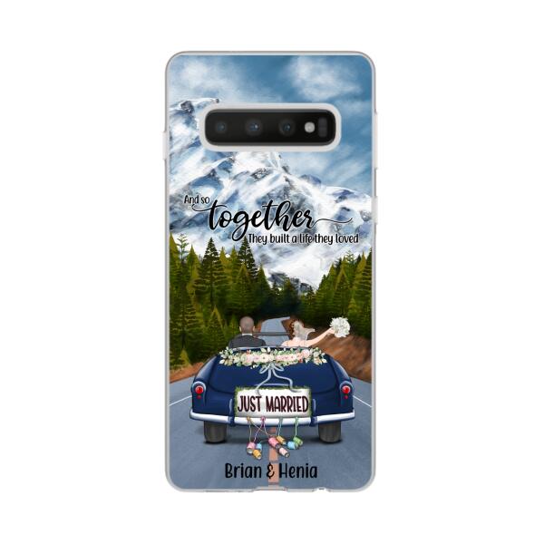 Personalized Phone Case, Just Married Couple Driving, Gift For Couples