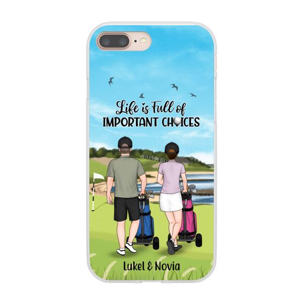 Personalized Phone Case, Golf Pushing Cart Partners - Couple And Friends, Gift For Golf Lovers