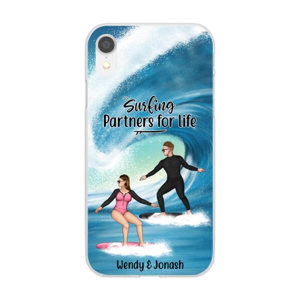 Personalized Phone Case, Surfing Couple Sideview, Gift For Surfing Lovers