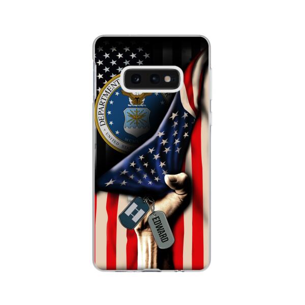 Personalized Phone Case, US Military Rank On Dog Tag, Gifts For Soldiers