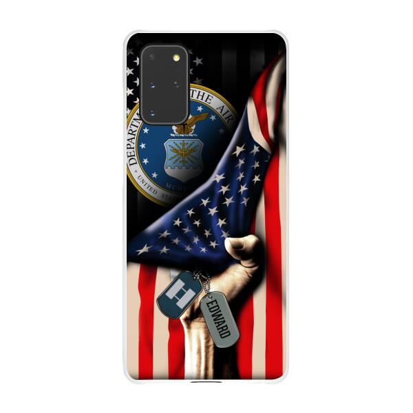 Personalized Phone Case, US Military Rank On Dog Tag, Gifts For Soldiers