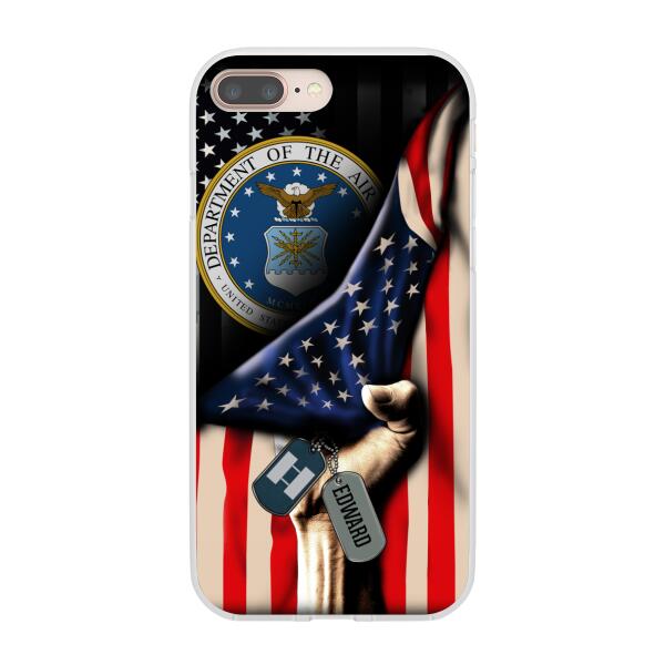 Personalized Phone Case, US Military Rank On Dog Tag, Gifts For Soldiers