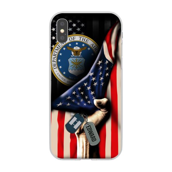 Personalized Phone Case, US Military Rank On Dog Tag, Gifts For Soldiers