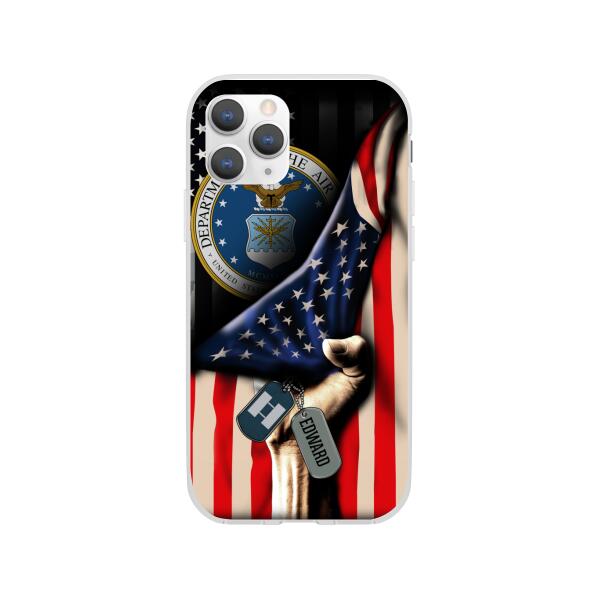 Personalized Phone Case, US Military Rank On Dog Tag, Gifts For Soldiers