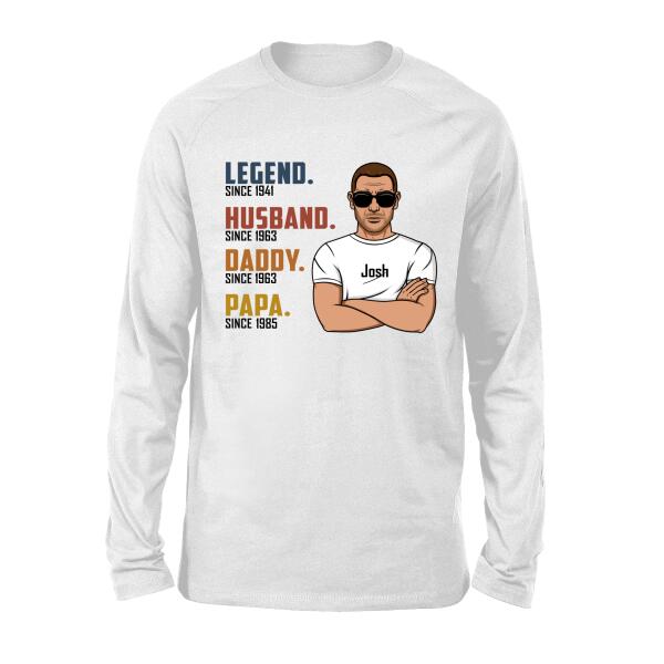 Legend Husband Dad Papa - Personalized Gifts Custom Shirt for Grandpa for Dad