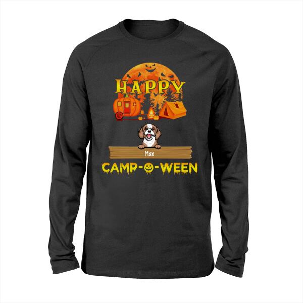 Personalized Shirt, Up To 6 Pets, Halloween Gift - Happy Camp-O-Ween With My Pets, Gift For Campers, Dog Lovers, Cat Lovers