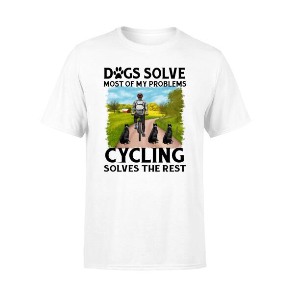 Personalized Shirt, Man Riding, Dogs Solve Most Of My Problems Cylcing Solves The Rest, Gifts For Cycling Lovers