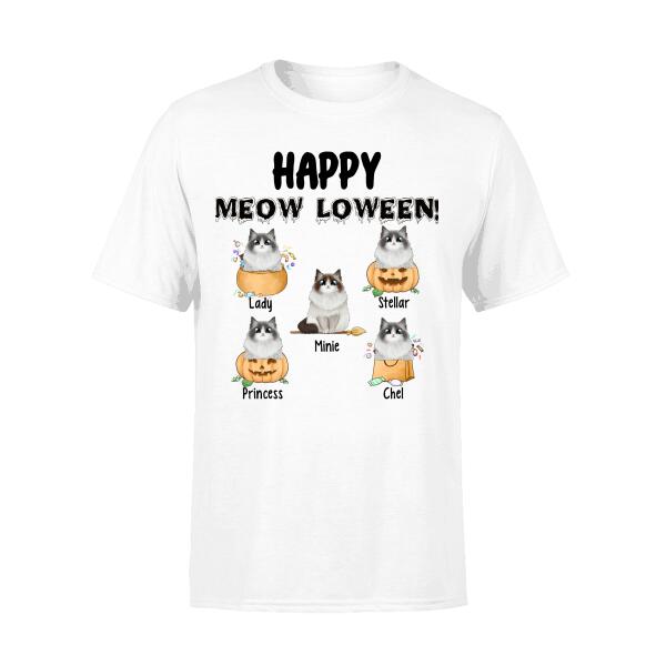 Personalized Shirt, Up To 5 Cats, Happy Meow-loween, Gift For Cat Lovers