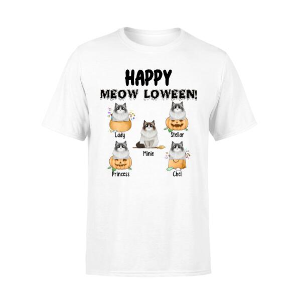 Personalized Shirt, Up To 5 Cats, Happy Meow-loween, Gift For Cat Lovers