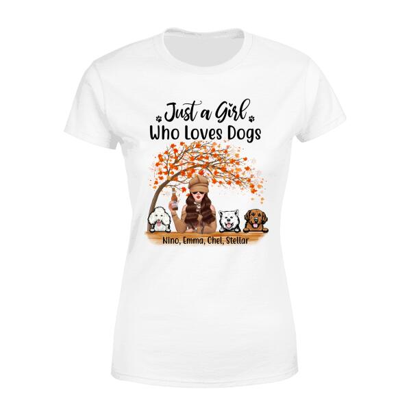 Personalized Shirt, Just A Girl Who Loves Dogs - Fall Season Gift, Gift For Dog Lovers