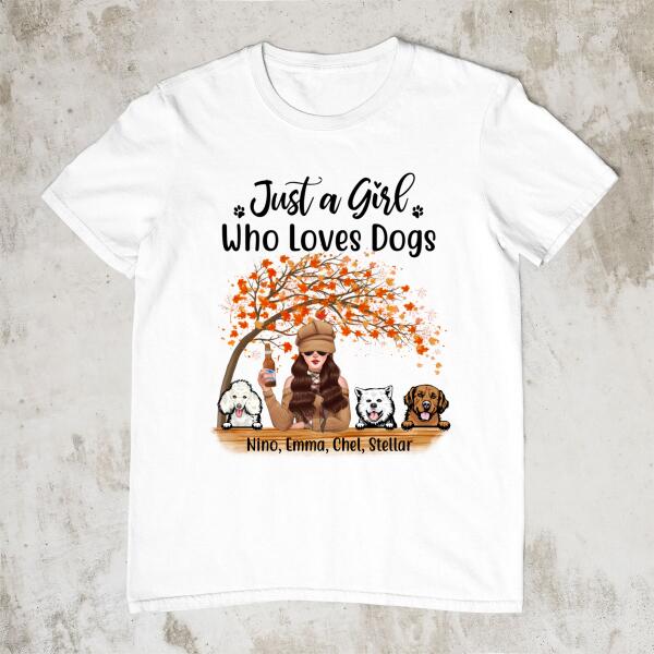 Personalized Shirt, Just A Girl Who Loves Dogs - Fall Season Gift, Gift For Dog Lovers