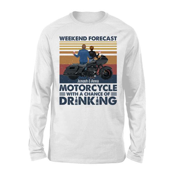 Personalized Shirt, Weekend Forecast Motorcyle With A Chance Of Drinking, Gift For Motorcycle Lovers