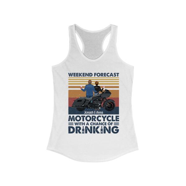 Personalized Shirt, Weekend Forecast Motorcyle With A Chance Of Drinking, Gift For Motorcycle Lovers