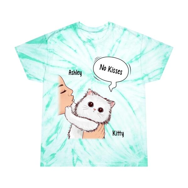 Personalized Tie-Dye Shirt, Cat No Kisses, Gift For Cat Lovers