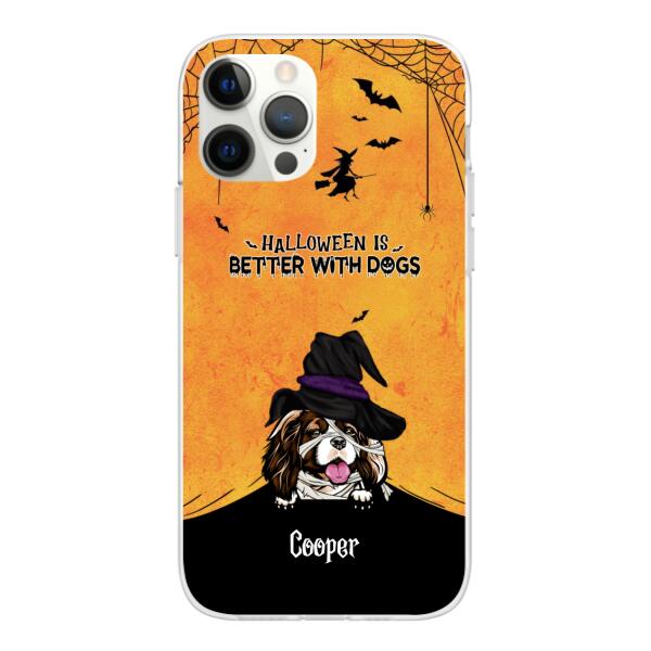 Personalized Phone Case, Halloween Spiderweb Gift for Dog Lovers
