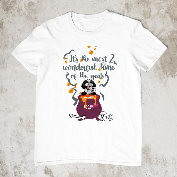 Personalized Shirt, Halloween Dog With Cauldron, Gift for Halloween, Dog Lover