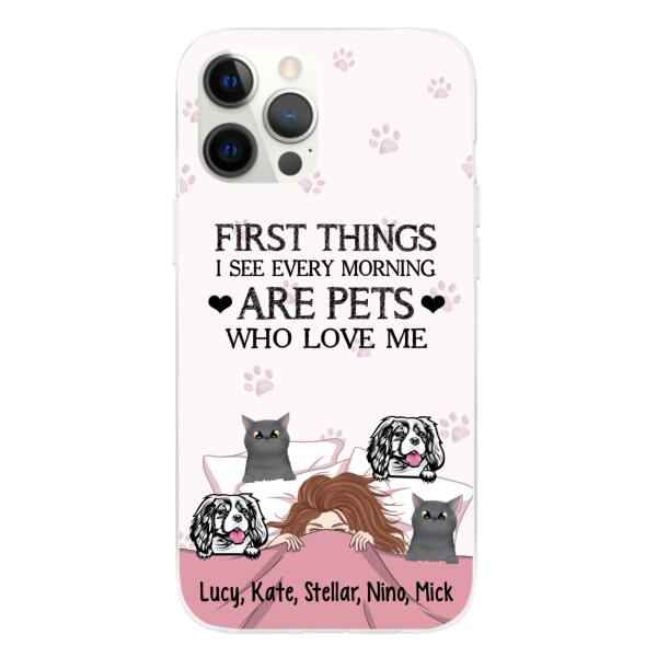 Personalized Phone Case, Sleeping Girl With Pets, Gift For Dog And Cat — GearLit Personalized Phone Case, Sleeping Girl With Pets, Gift For Dog And Cat — GearLit