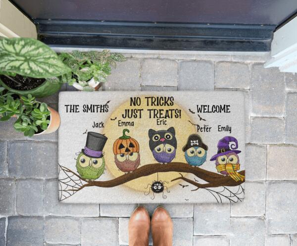 No Tricks Just Treats - Halloween Personalized Gifts Custom Doormat for Family