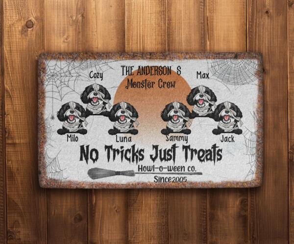 No Tricks Just Treats - Halloween Personalized Gifts Custom Dog Doormat for Family, Dog Lovers