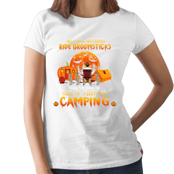 Personalized Shirt, Not All Witches Ride Boomsticks One Of Them Go Camping, Halloween Gifts For Campers, Dog Lovers