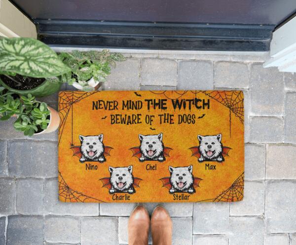 Never Mind the Witch, Beware of the Dogs - Halloween Personalized Gifts Custom Doormat for Dog Lovers